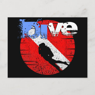 Tauchsport, American Diver Down Flag SCUBA Postkarte