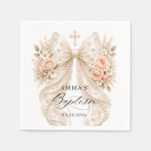 Tauf-Blumenband mit Perlen-Servietten Serviette (Vorderseite)