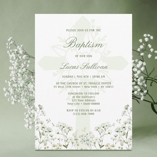 Tauf Einladung Baby's Breath