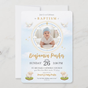 Tauf-Einladung für Baby Jungen mit Foto  Einladung