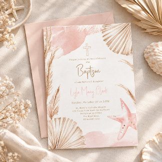 Tauf-Einladung für Baby Mädchen | Coastal Boho Einladung