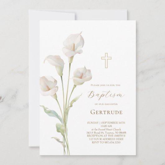 Tauf Einladung mit Calla-Lilie (Vorderseite)