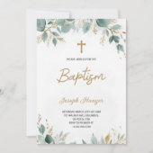 Tauf Einladung mit eleganten Blumen (Vorderseite)
