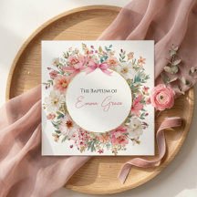Tauf Einladung Rosa Floral Elegant