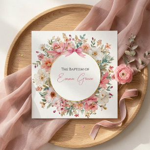 Tauf Einladung Rosa Floral Elegant