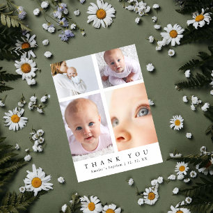 Tauf-Foto-Collage Kreuz Elegantes Dankeschön Dankeskarte