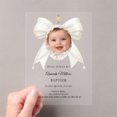 Tauf-Foto Mädchen Luxus mit Elfenbeinperlen Acryleinladungen (Insitu (Handheld))