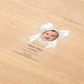 Tauf-Foto Mädchen Luxus mit Elfenbeinperlen Acryleinladungen (Ablage )