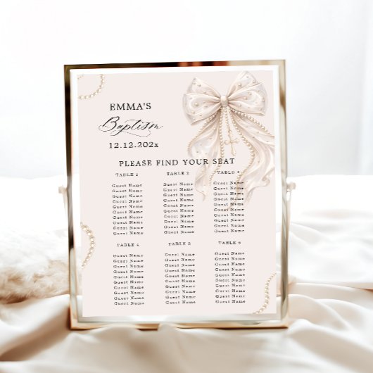 Tauf-Kokette-Bogen und Perlen-Sitzplan Poster