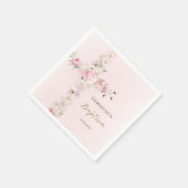 Tauf rosa Blumenkreuz  Serviette (Ecke)