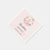 Tauf-Rosé Mädchen Floralien Kranz Kreuz Serviette (Ecke)