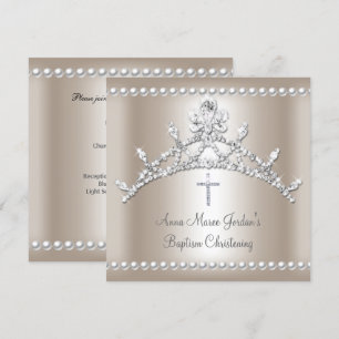 Tauf-Tiara Sepia Silber Weiße Perle Diamant Einladung