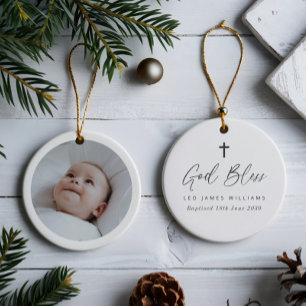 Taufandenken Rundfoto  Keramik Ornament