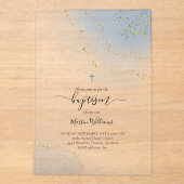 Taufbecken Aquarell Imitate Glitzer Acryleinladungen (Vorderseite)