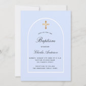 Taufbecken-Blauer Jungenbogen Einladung (Vorderseite)