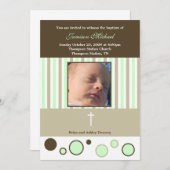 Taufbecken Dedication Boy Tan Brown Blasen Einladung (Vorne/Hinten)