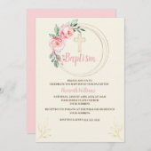 Taufbecken Einladung, Blütenrosa Blume Einladung (Vorne/Hinten)