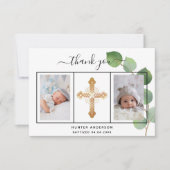 Taufbecken Eukalyptus grün Foto Dankeskarte (Vorderseite)