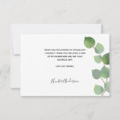 Taufbecken Eukalyptus grün Foto Dankeskarte (Rückseite)