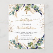 Taufbecken Eukalyptus grün Gold Einladung Flyer (Vorne)