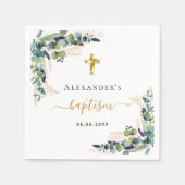 Taufbecken Eukalyptusgrün monogramm elegant Serviette (Vorderseite)