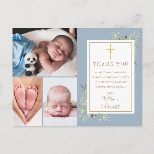 Taufbecken Grüne 3 Foto Dusty Blue Vielen Dank Postkarte (Vorderseite)