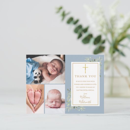 Taufbecken Grüne 3 Foto Dusty Blue Vielen Dank Postkarte (Stehend Vorderseite)