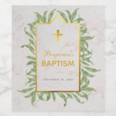 Taufbecken Grüne Imitate Gold Cross Marmor Botanis Weinetikett (Einzelnes Label)