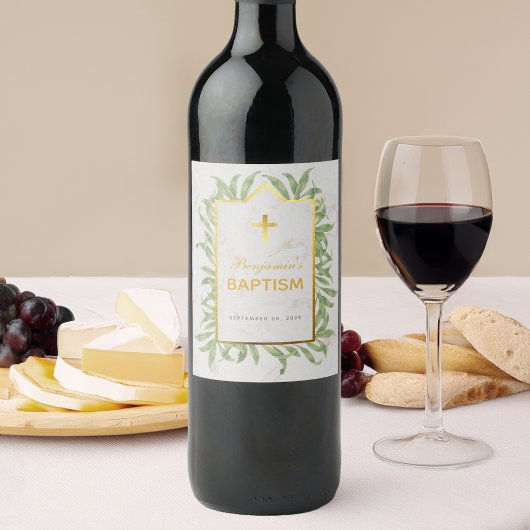 Taufbecken Grüne Imitate Gold Cross Marmor Botanis Weinetikett