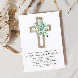 Taufbecken Grünfläche Sage Eukalyptus Gold Cross Einladung