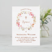 Taufbecken-rosa Blume Folieneinladung (Stehend vorne)