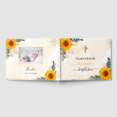 Taufbecken Sonnenblumen Eukalyptusgrün Foto Gästebuch (Voll)