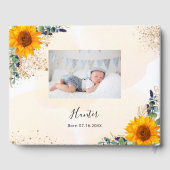 Taufbecken Sonnenblumen Eukalyptusgrün Foto Gästebuch (Rückseite)