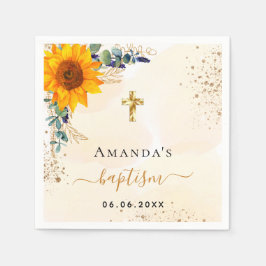 Taufbecken Sonnenblumen Eukalyptusgrün Glitzer Serviette