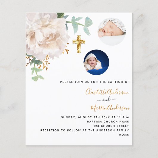 Taufbecken-Zwillinge Blumenzwiebeln Einladung zum (Vorderseite)