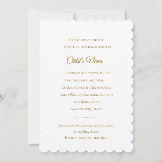 Taufbestätigung 1. Kommunion Trefolienkreuz Einladung (Rückseite)