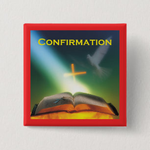 Taufbestätigungs-Taube, Bibel, Kreuz Button