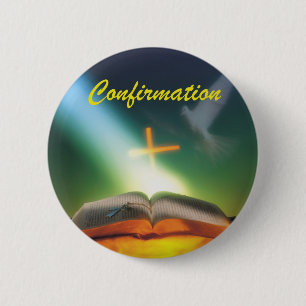 Taufbestätigungs-Taube, Bibel, Kreuz Button