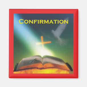 Taufbestätigungs-Taube, Bibel, Kreuz Magnet