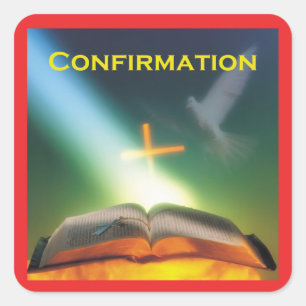 Taufbestätigungs-Taube, Bibel, Kreuz Quadratischer Aufkleber