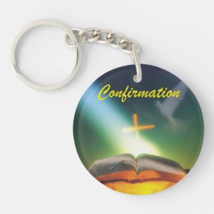 Taufbestätigungs-Taube, Bibel, Kreuz Schlüsselanhänger