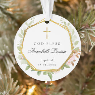 Taufbild Goldkreuz Ornament