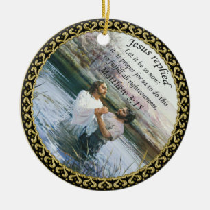Taufbild Jesu Christi zwei Keramik Ornament