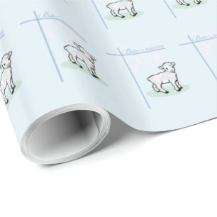Taufblauer Jungenlämmer, anpassbar Geschenkpapier