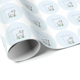 Taufblauer Jungenlämmer, anpassbar Geschenkpapier