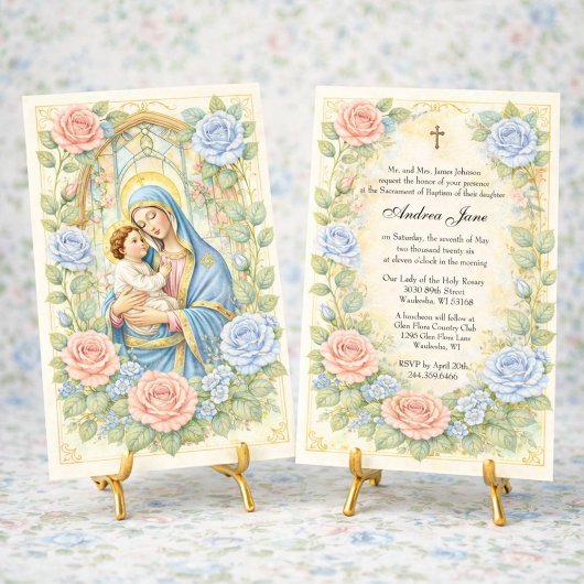 Taufblumen Jesus Gesegnete Mutter Rosen Einladung