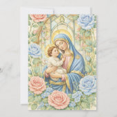 Taufblumen Jesus Gesegnete Mutter Rosen Einladung (Rückseite)