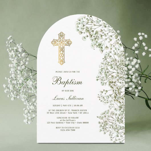 Taufbogen mit Baby's Breath Einladung
