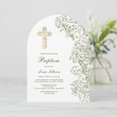 Taufbogen mit Baby's Breath Einladung (Stehend Vorderseite)