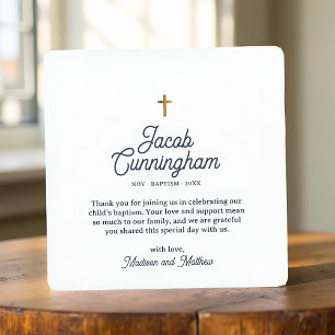 Taufdanksagung Moderne Einfache Goldene Kreuz Mitteilungskarte